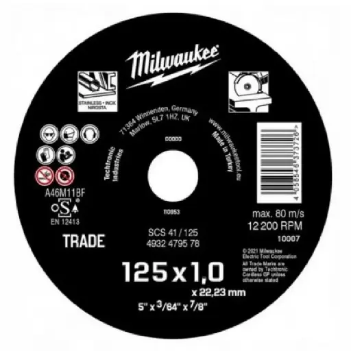 [4932479578] DISCO DE CORTE 125 X 1mm CONTRACTOR milwk